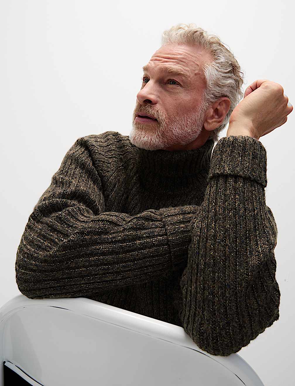 Cotton Rich Ribbed Roll Neck Jumper