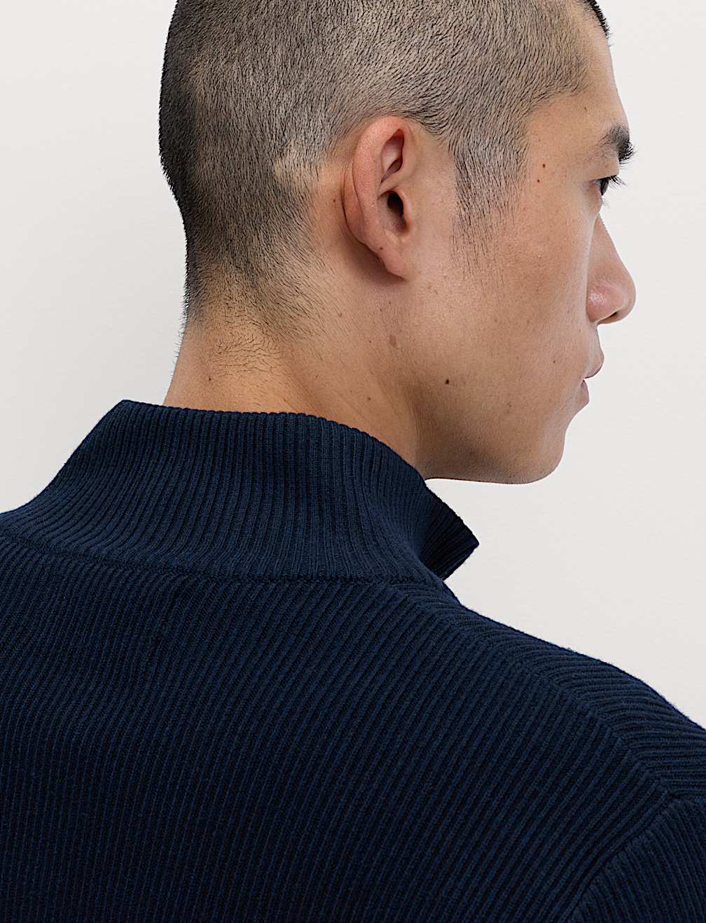 Cotton Blend Ribbed Funnel Neck Jacket