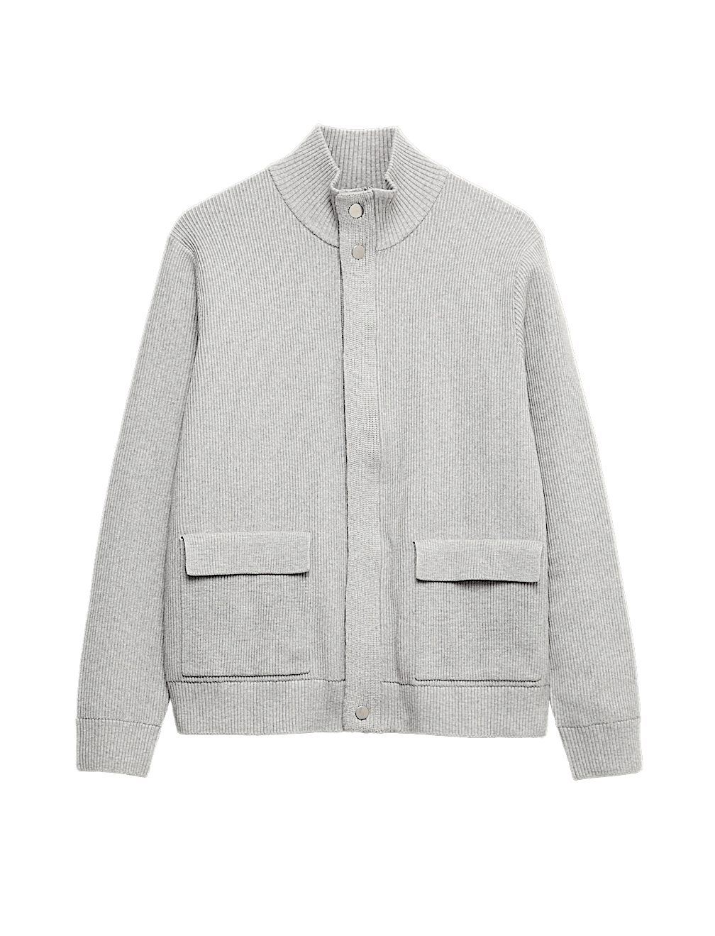 Cotton Blend Ribbed Funnel Neck Jacket