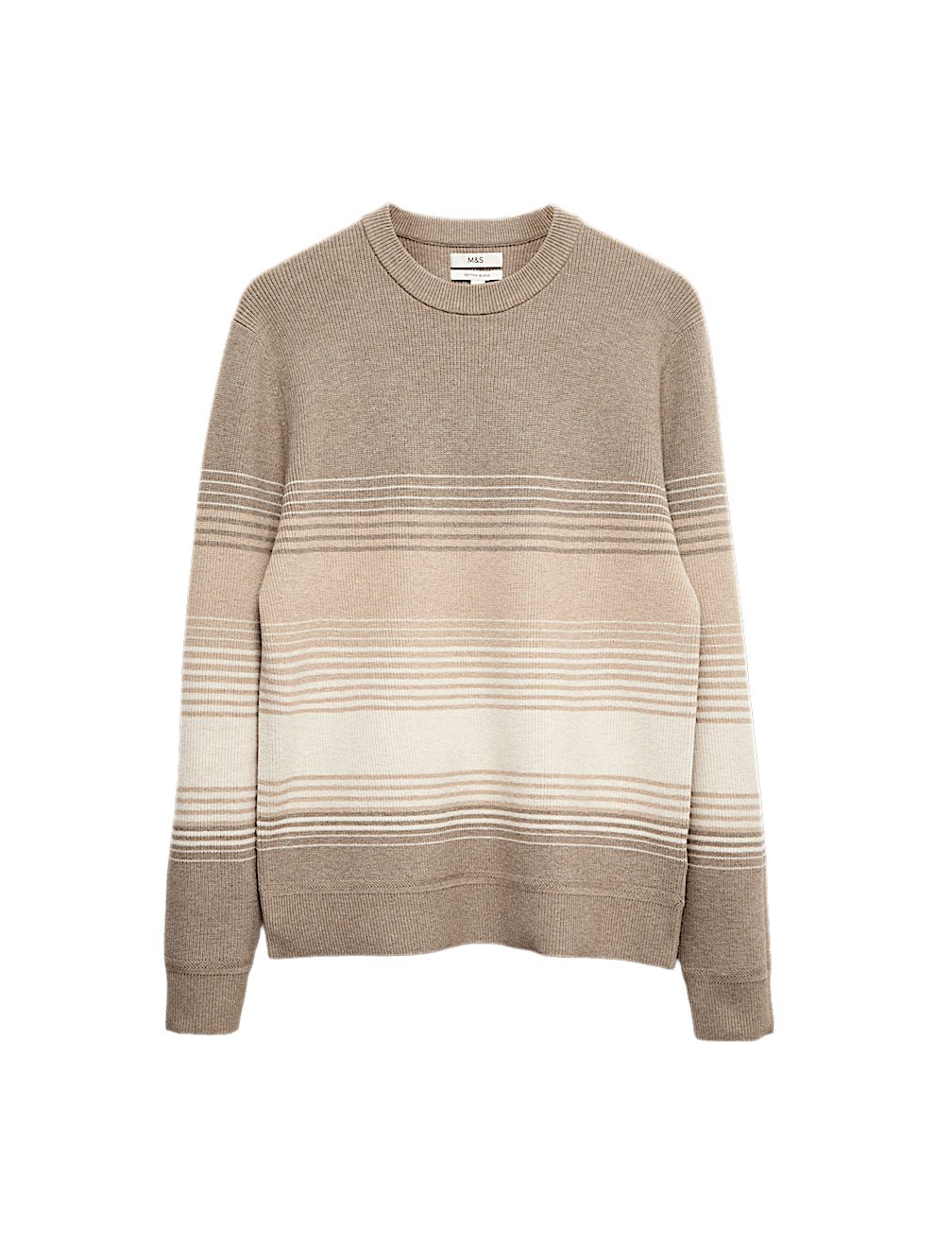 Cotton Blend Ribbed Striped Jumper