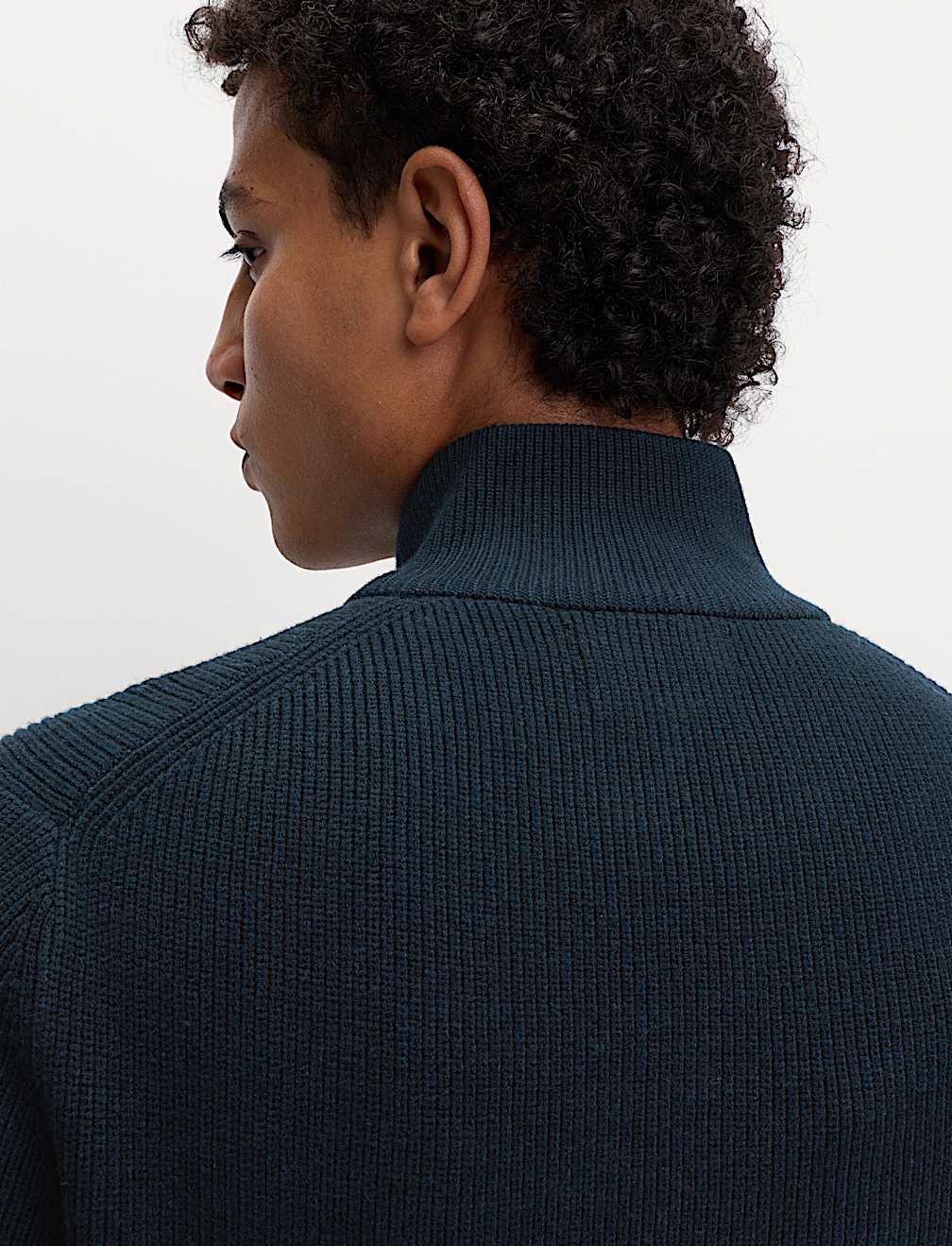 Cotton Blend Ribbed Half Zip Jumper