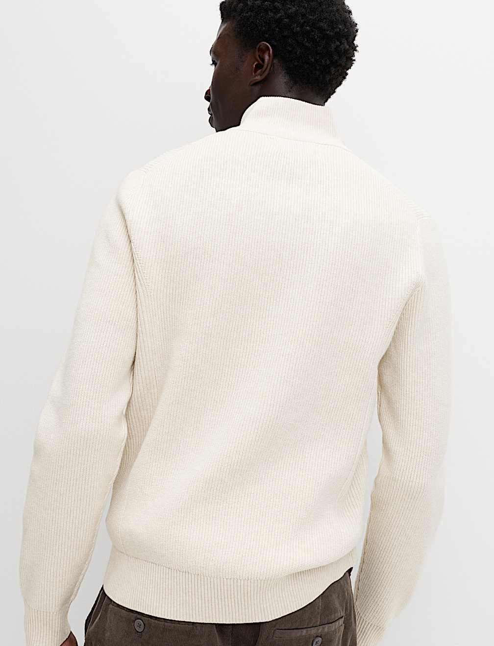 Cotton Blend Rib Half Zip Jumper
