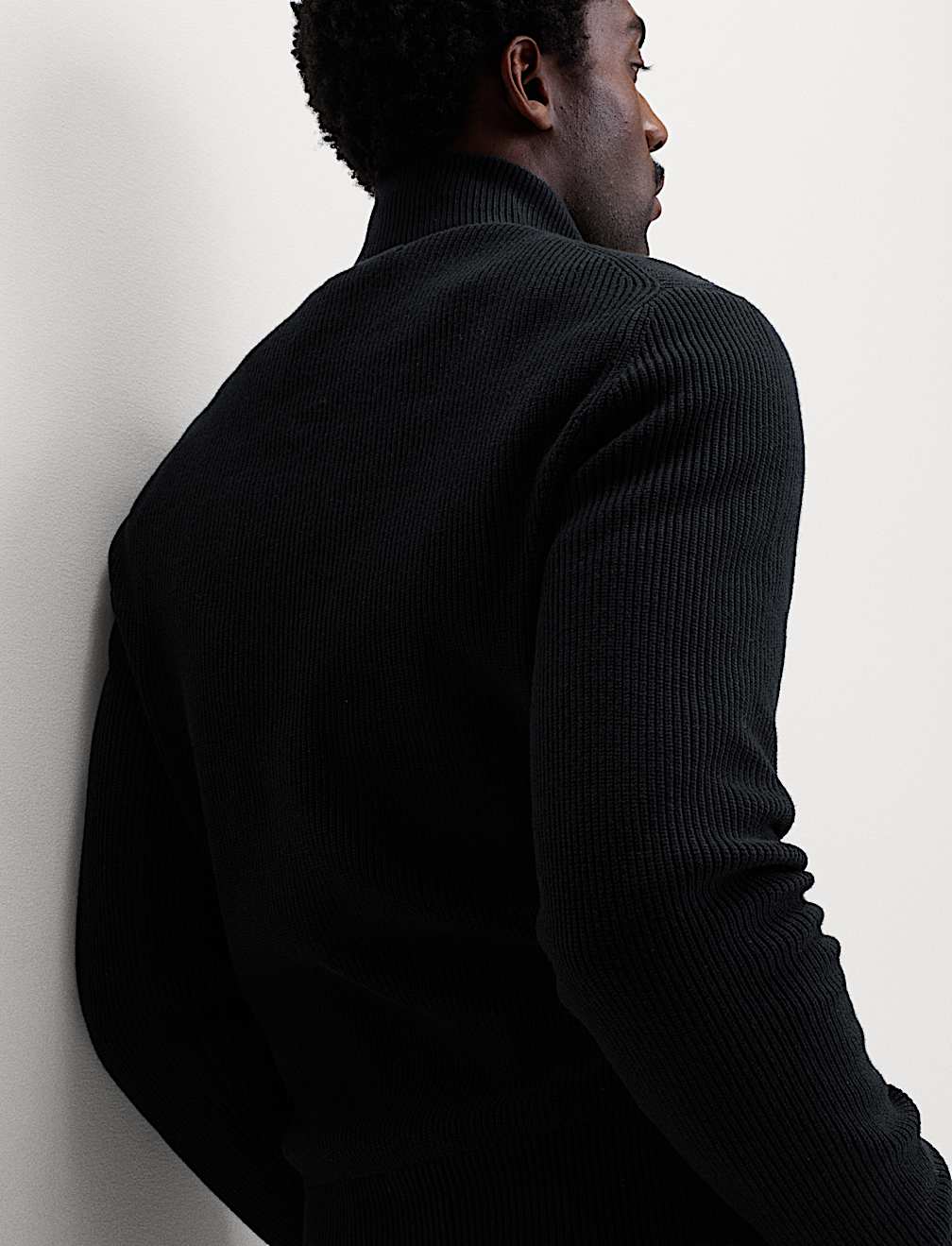 Cotton Blend Ribbed Half Zip Jumper