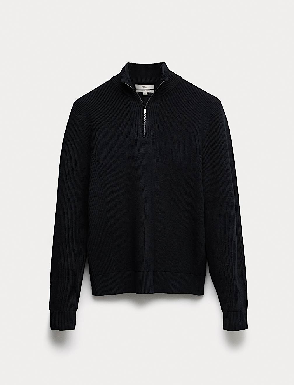 Cotton Blend Rib Half Zip Jumper