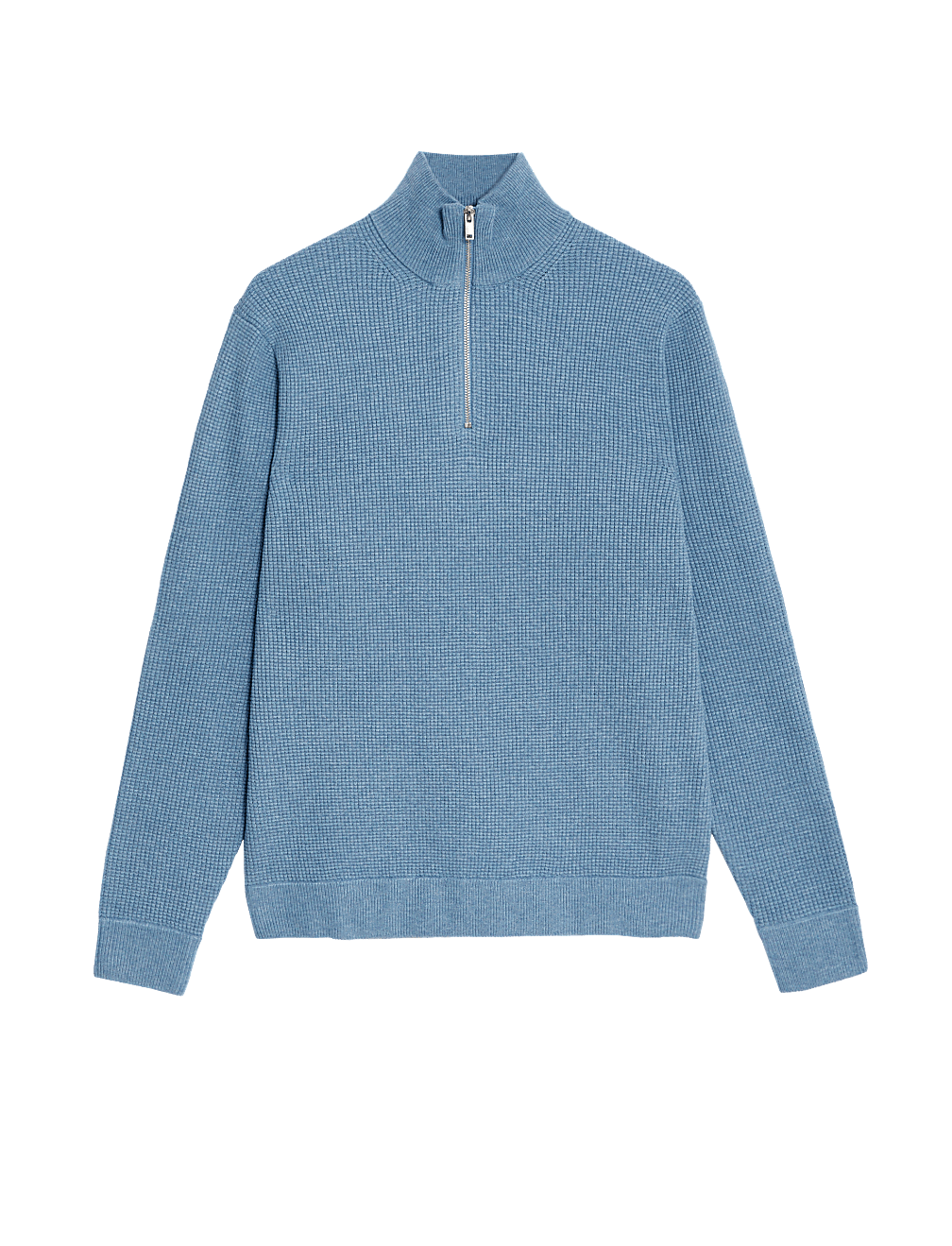Cotton Blend Textured Half Zip Jumper