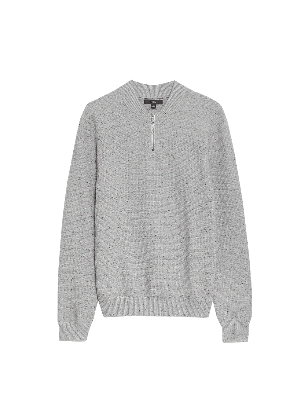 Cotton Blend Textured Half Zip Jumper