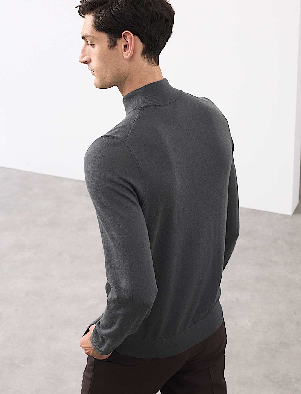 Pure Extra Fine Merino Wool Half Zip Jumper