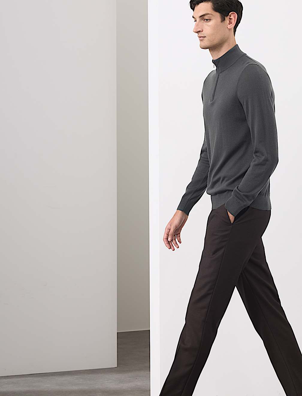 Pure Extra Fine Merino Wool Half Zip Jumper