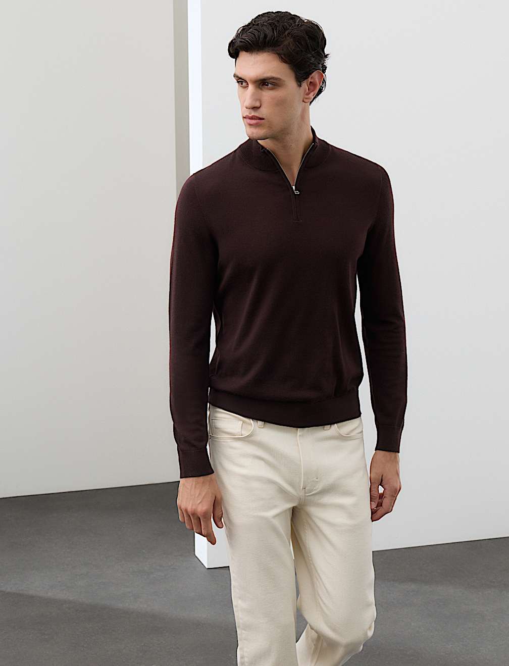 Pure Extra Fine Merino Wool Half Zip Jumper