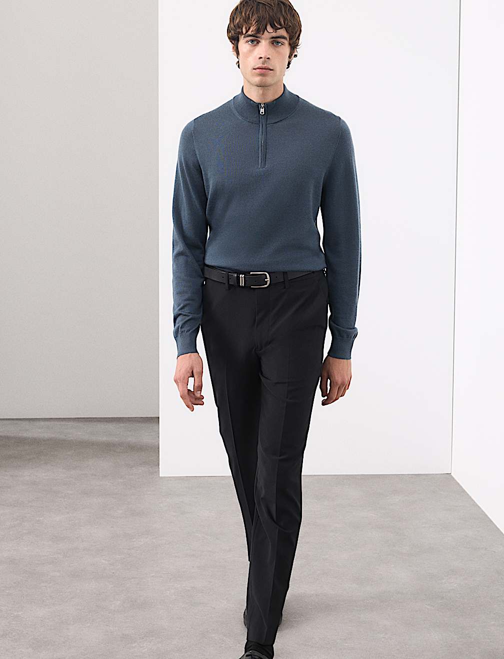 Pure Extra Fine Merino Wool Half Zip Jumper