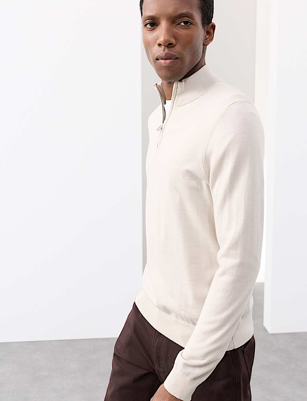 Pure Extra Fine Merino Wool Half Zip Jumper
