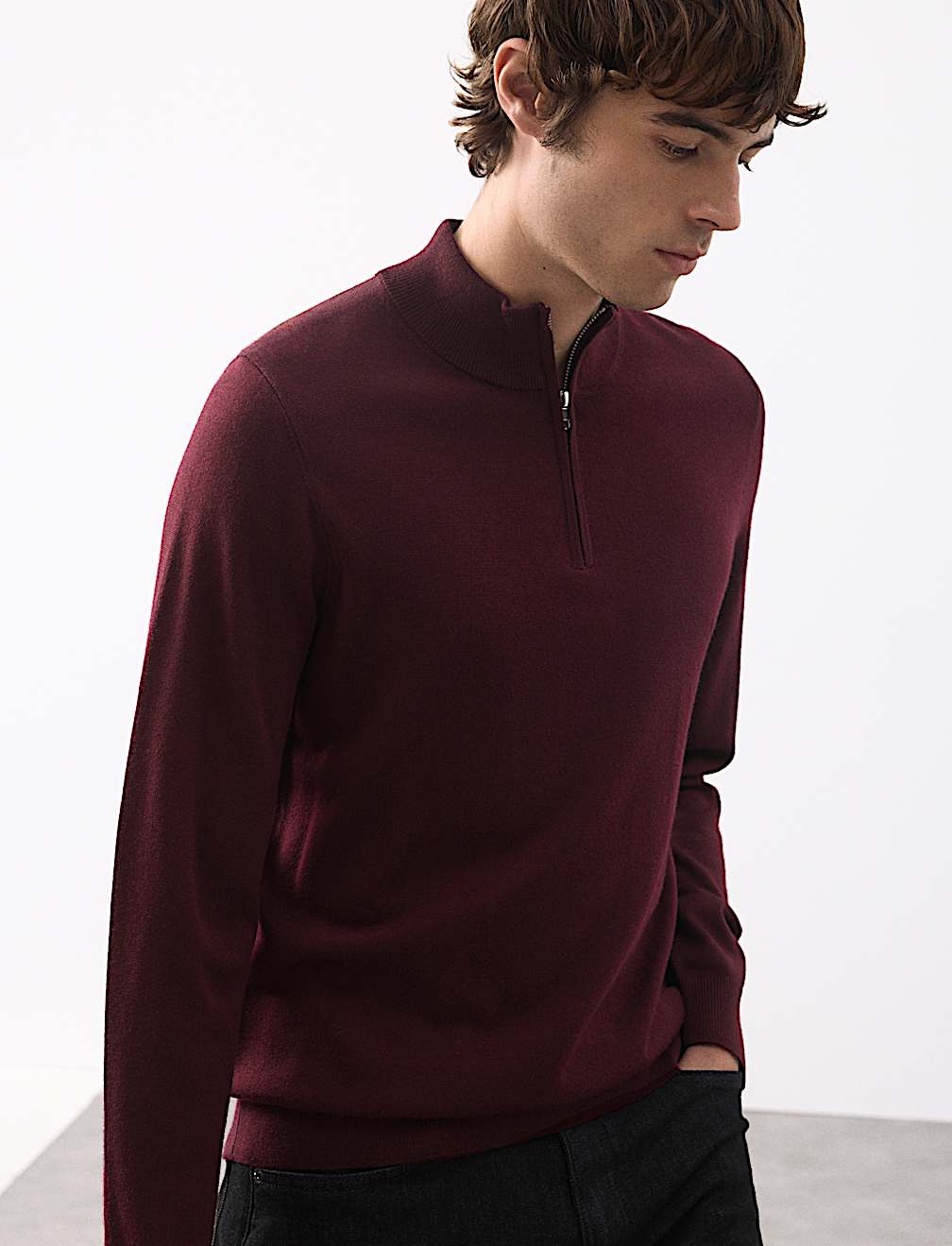 Pure Extra Fine Merino Wool Half Zip Jumper