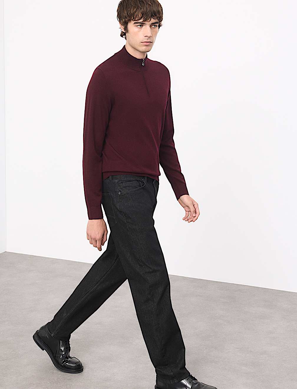 Pure Extra Fine Merino Wool Half Zip Jumper