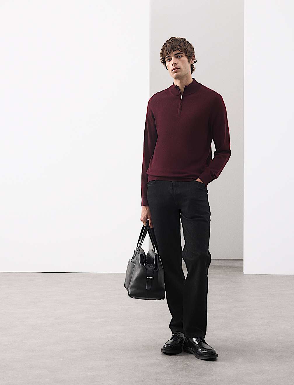 Pure Extra Fine Merino Wool Half Zip Jumper
