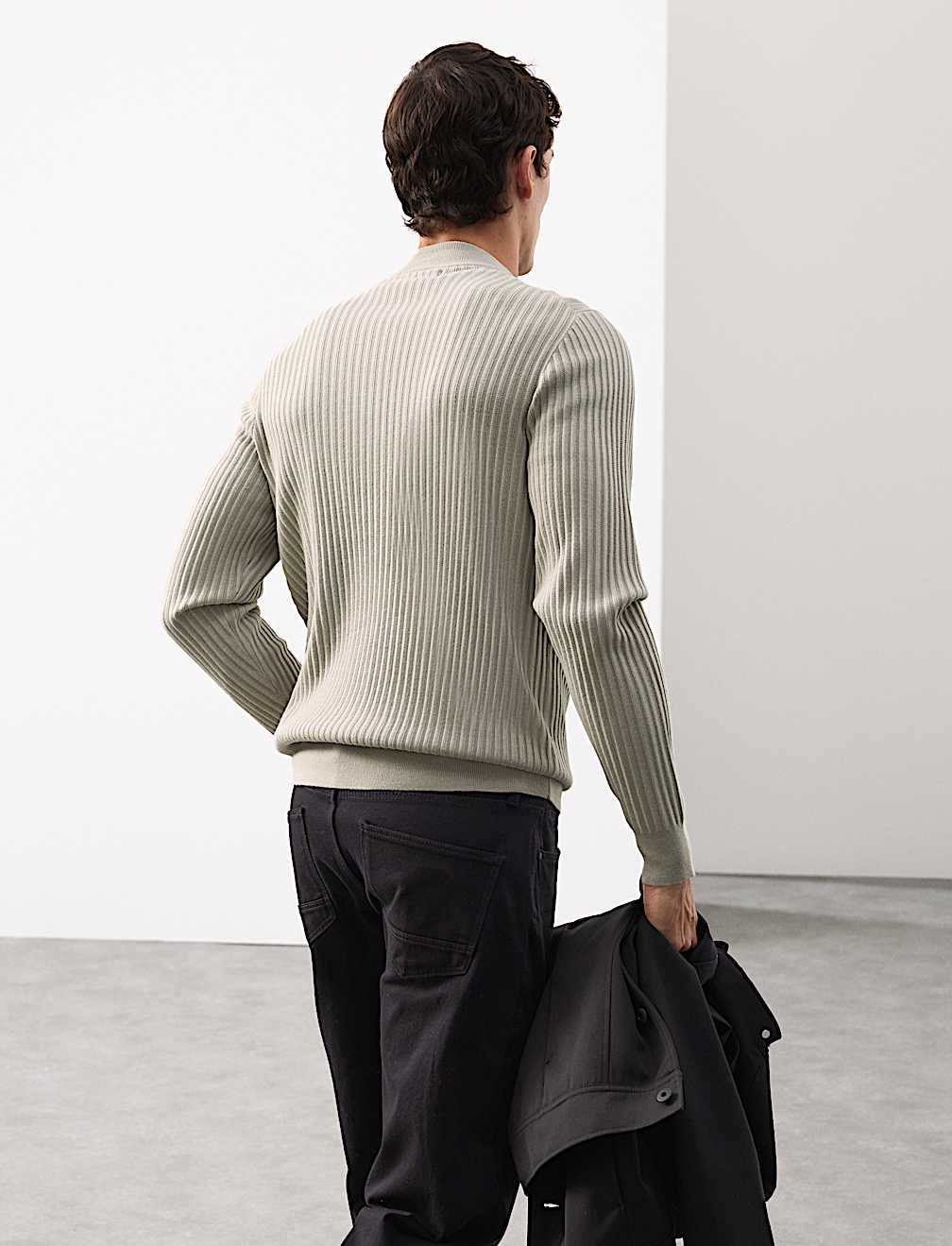 Merino Blend Rib Mock Neck Jumper