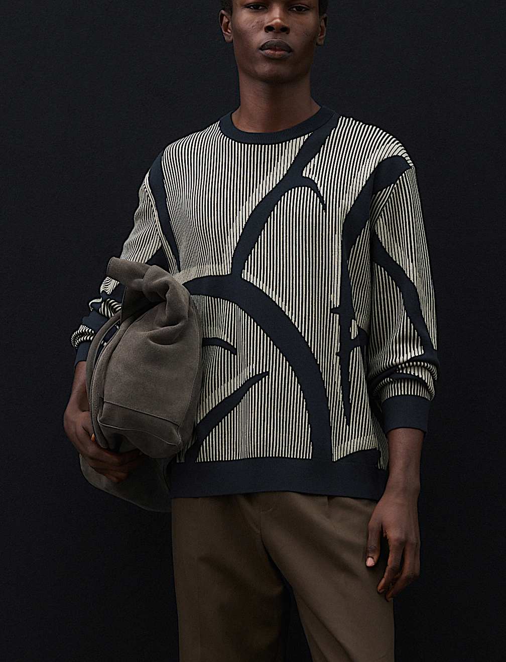 Oversized Fit Abstract Floral Crew Neck Jumper