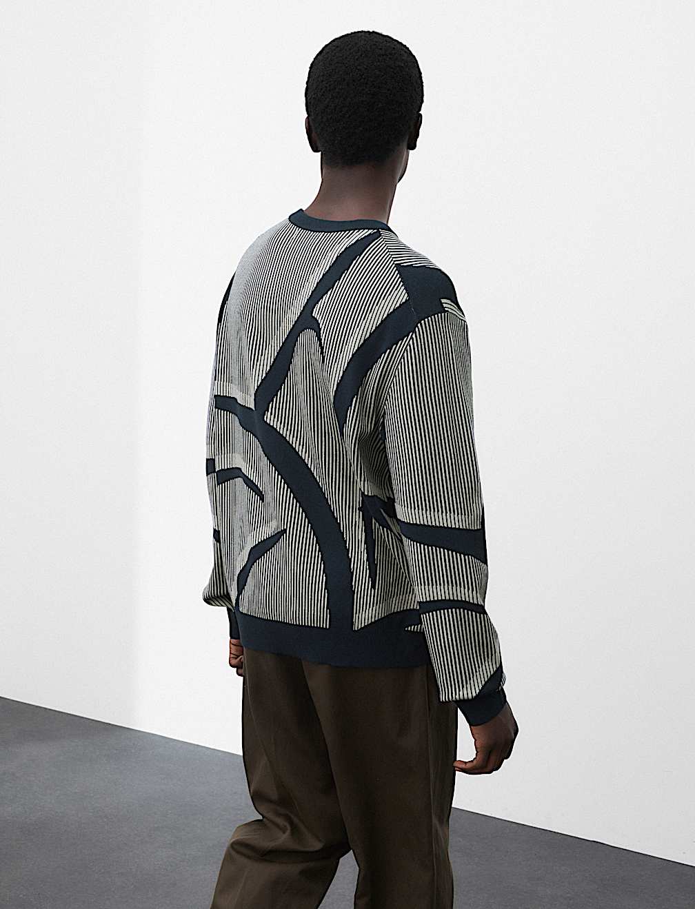 Oversized Fit Abstract Floral Crew Neck Jumper