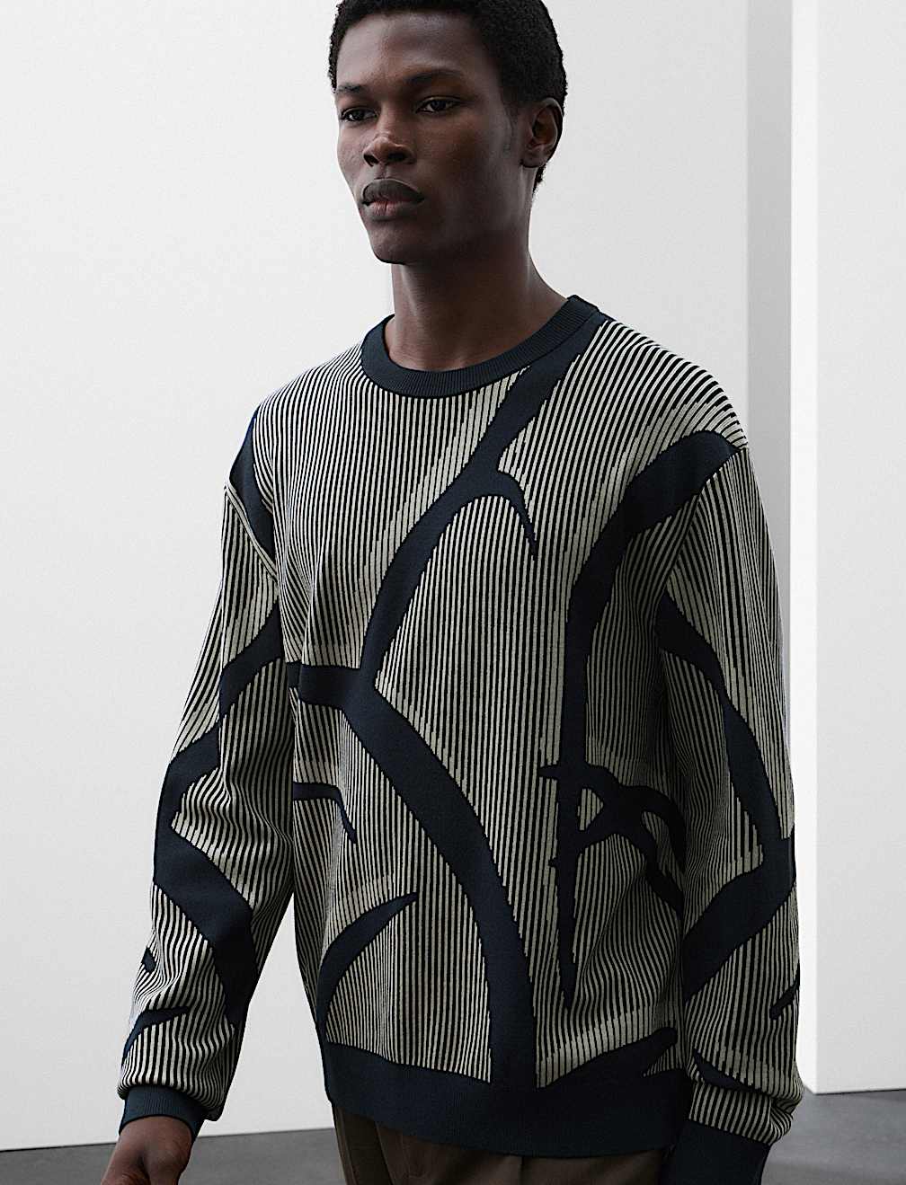 Oversized Fit Abstract Floral Crew Neck Jumper