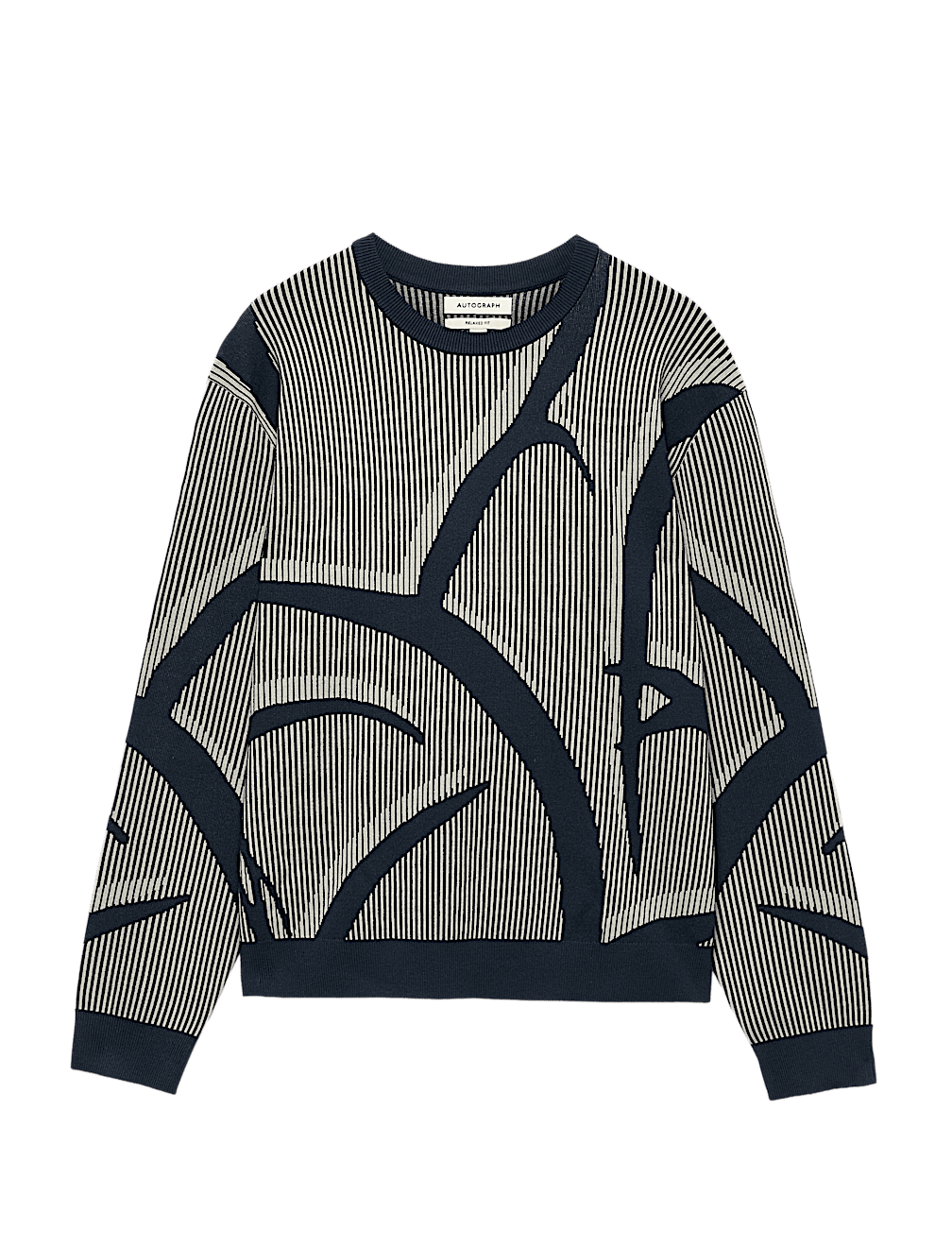 Oversized Fit Abstract Floral Crew Neck Jumper