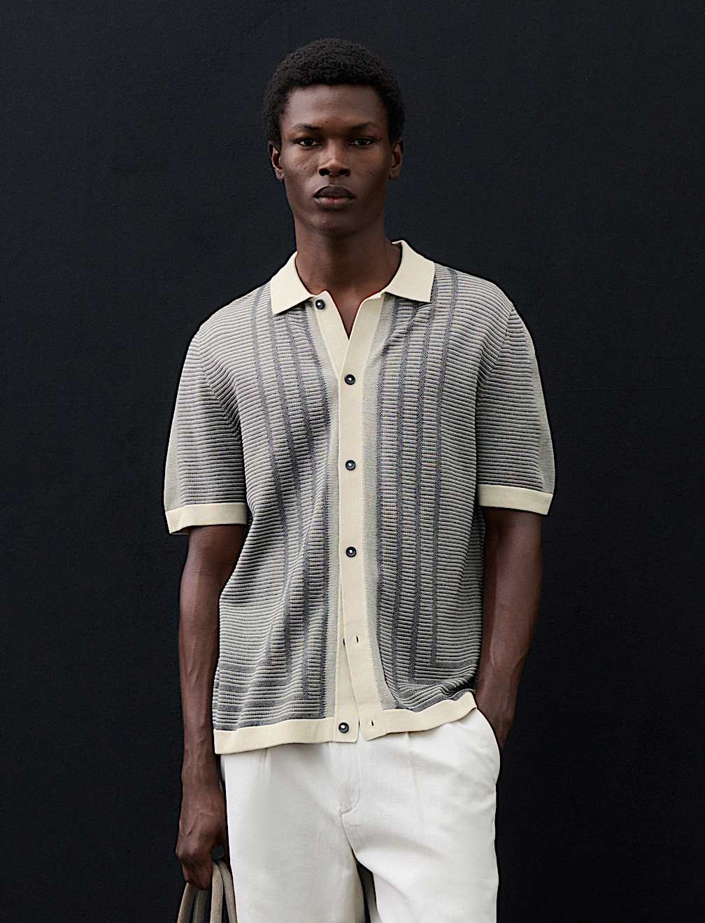 Pure Cotton Button Through Knitted Polo Shirt