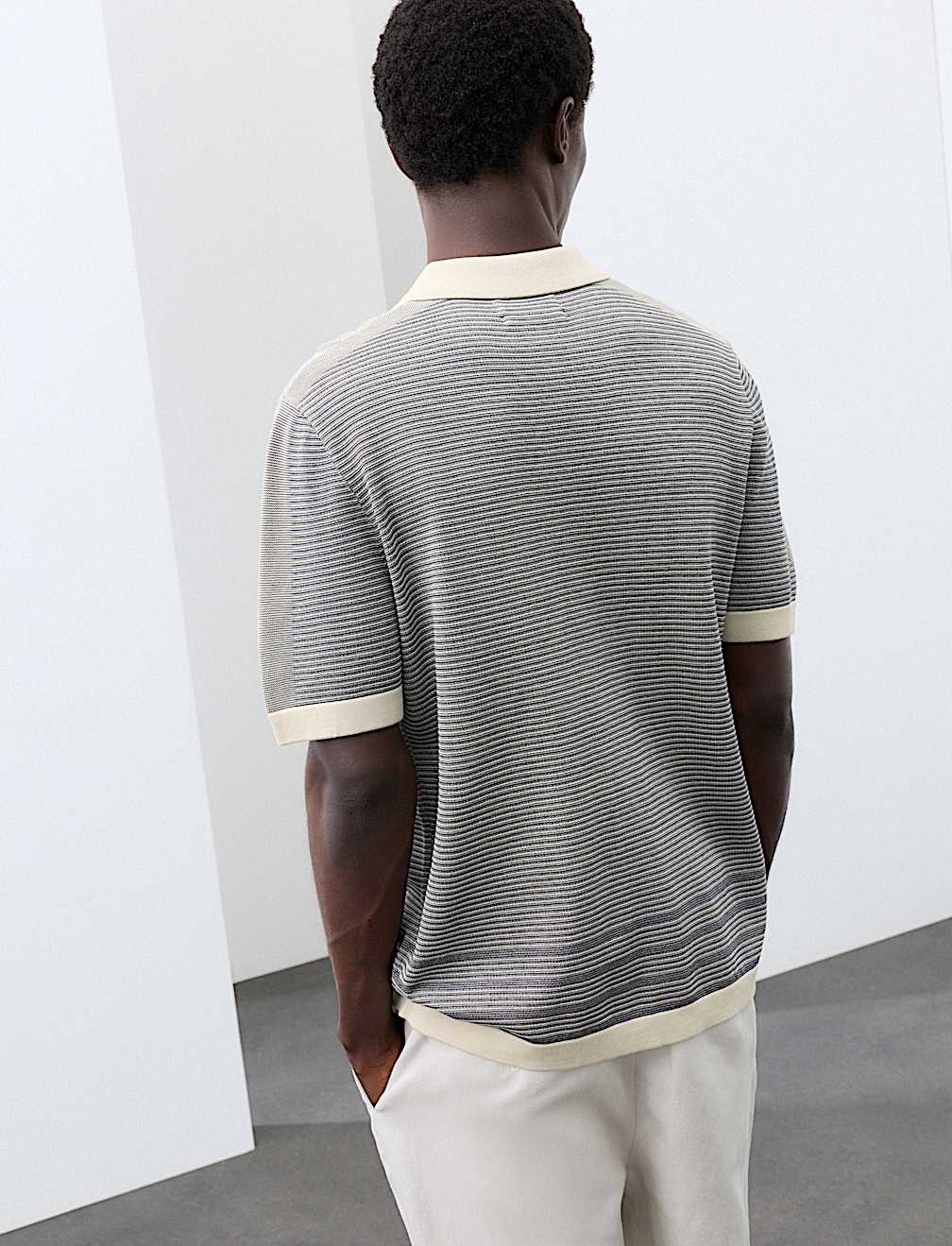 Pure Cotton Button Through Knitted Polo Shirt