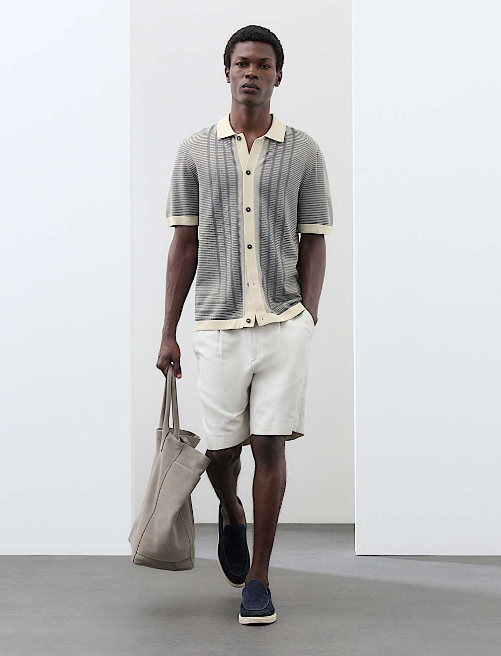 Pure Cotton Button Through Knitted Polo Shirt