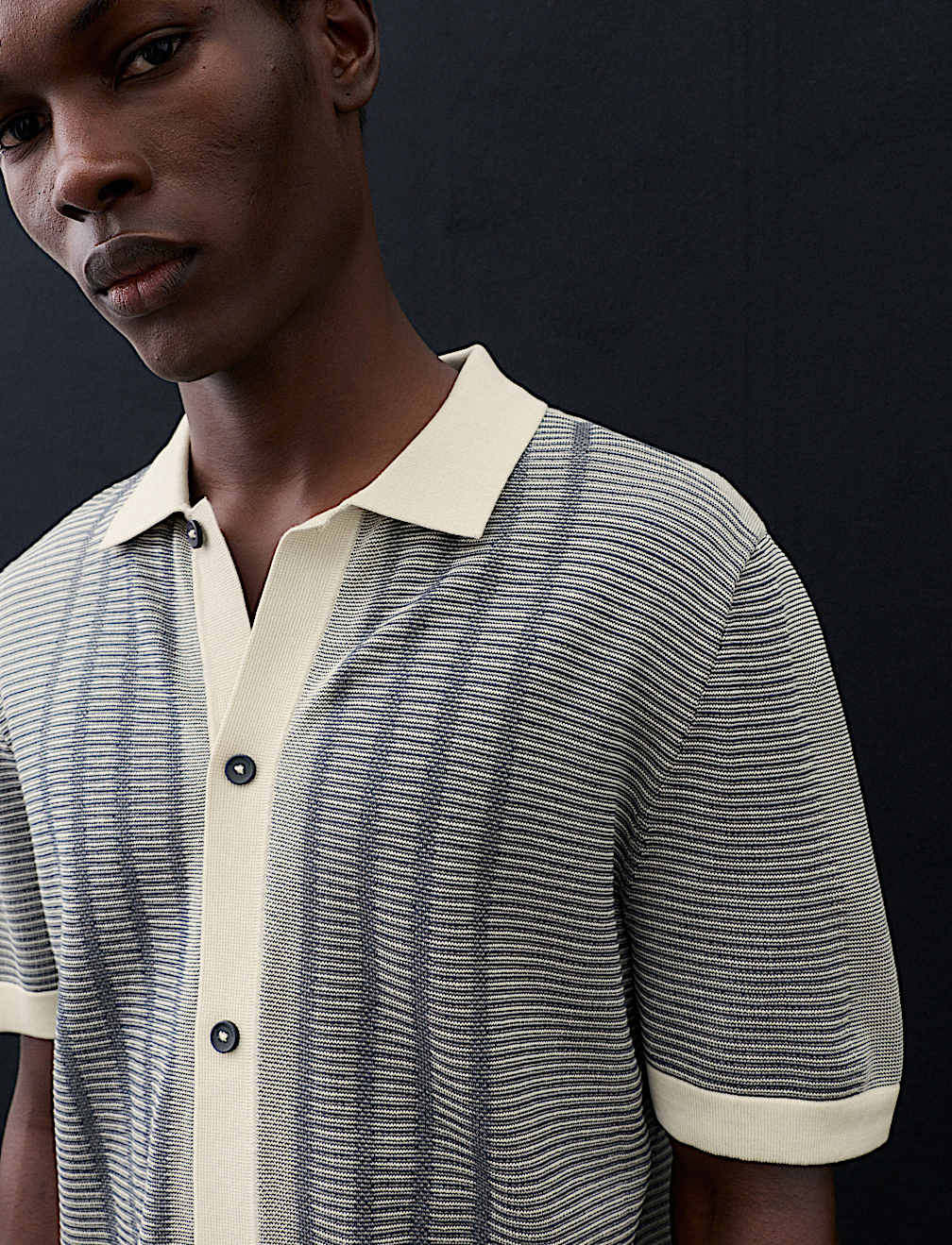 Pure Cotton Button Through Knitted Polo Shirt