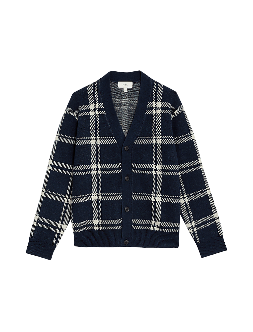 Checked V-Neck Cardigan