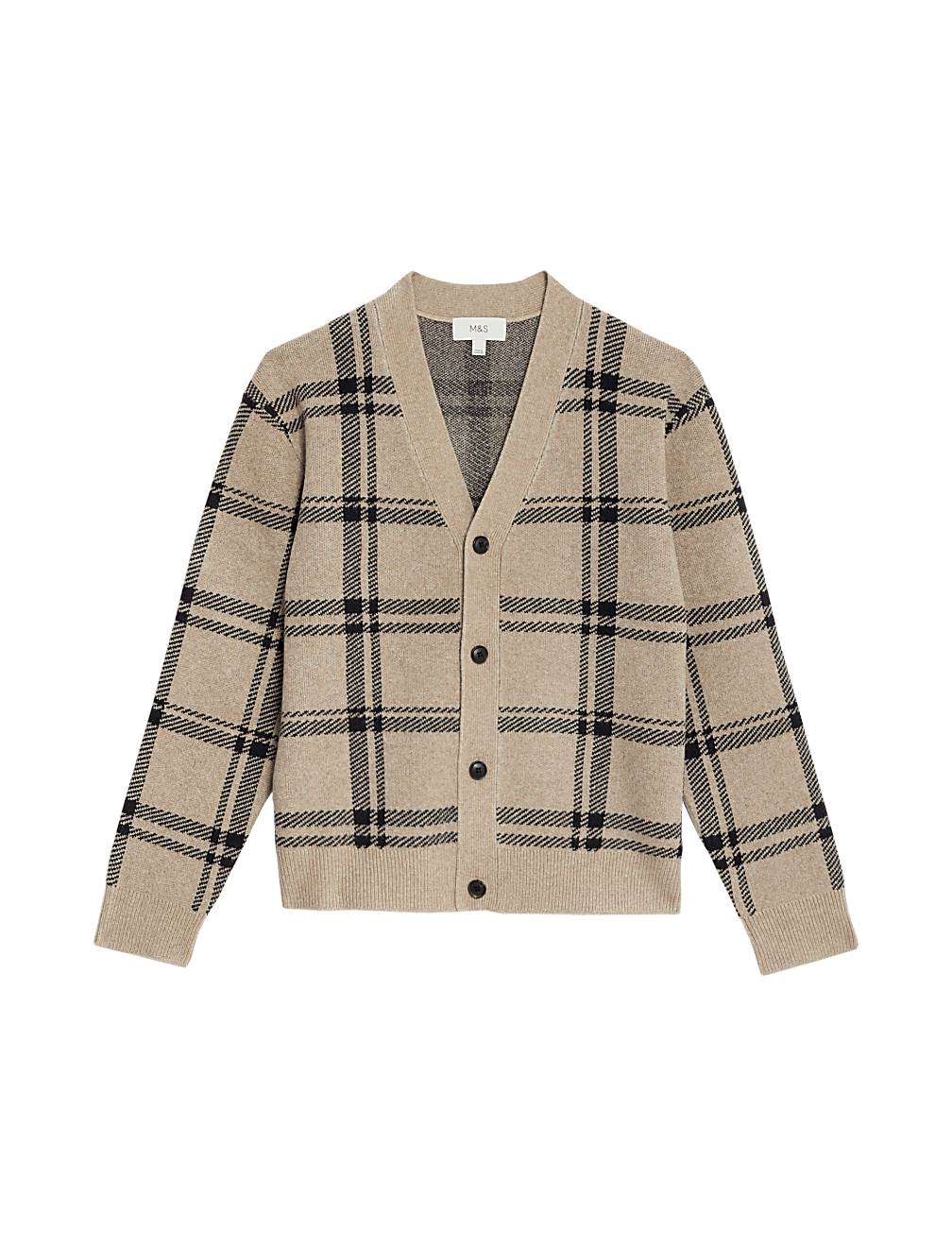 Checked V-Neck Cardigan