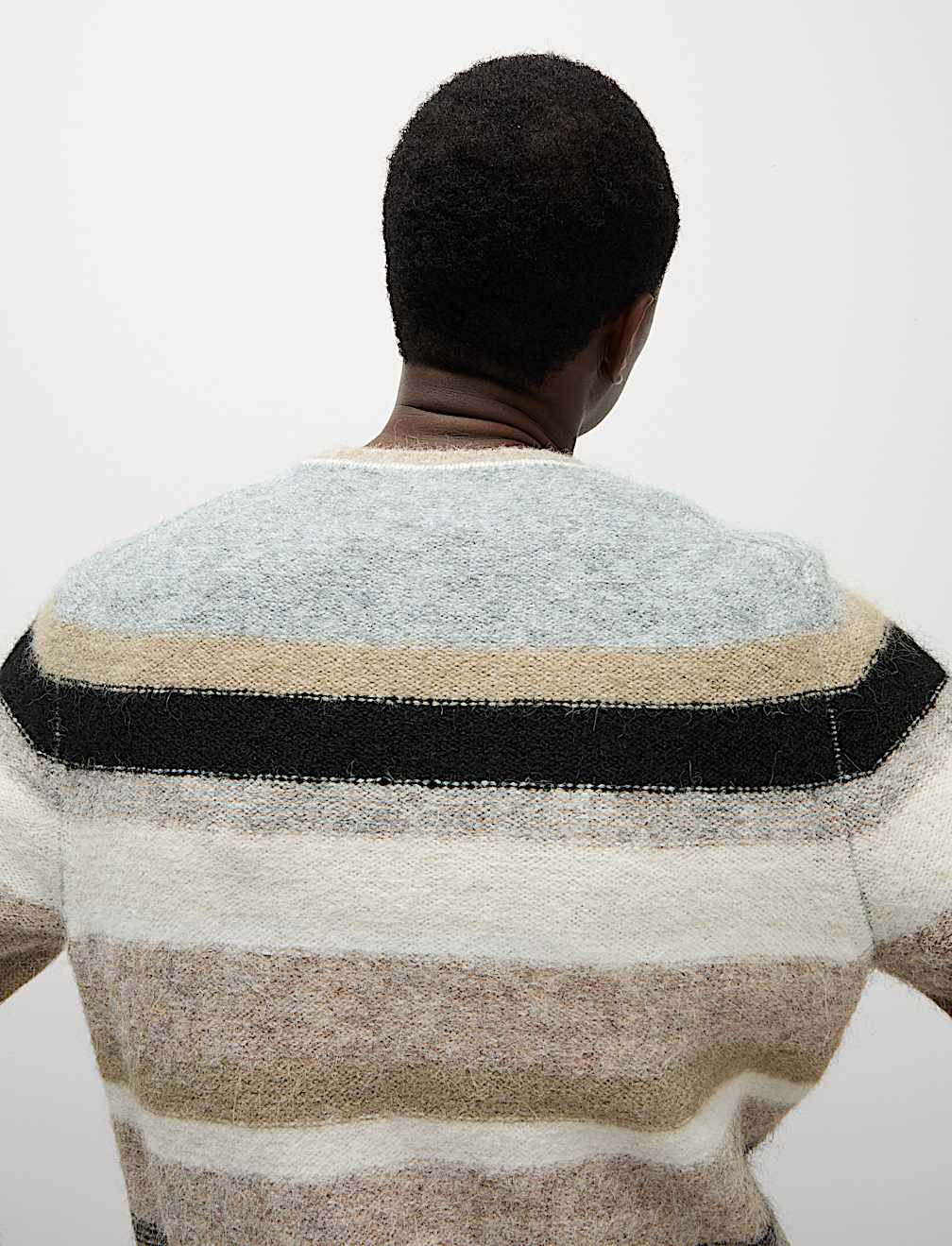 Striped Crew Neck Jumper with Wool