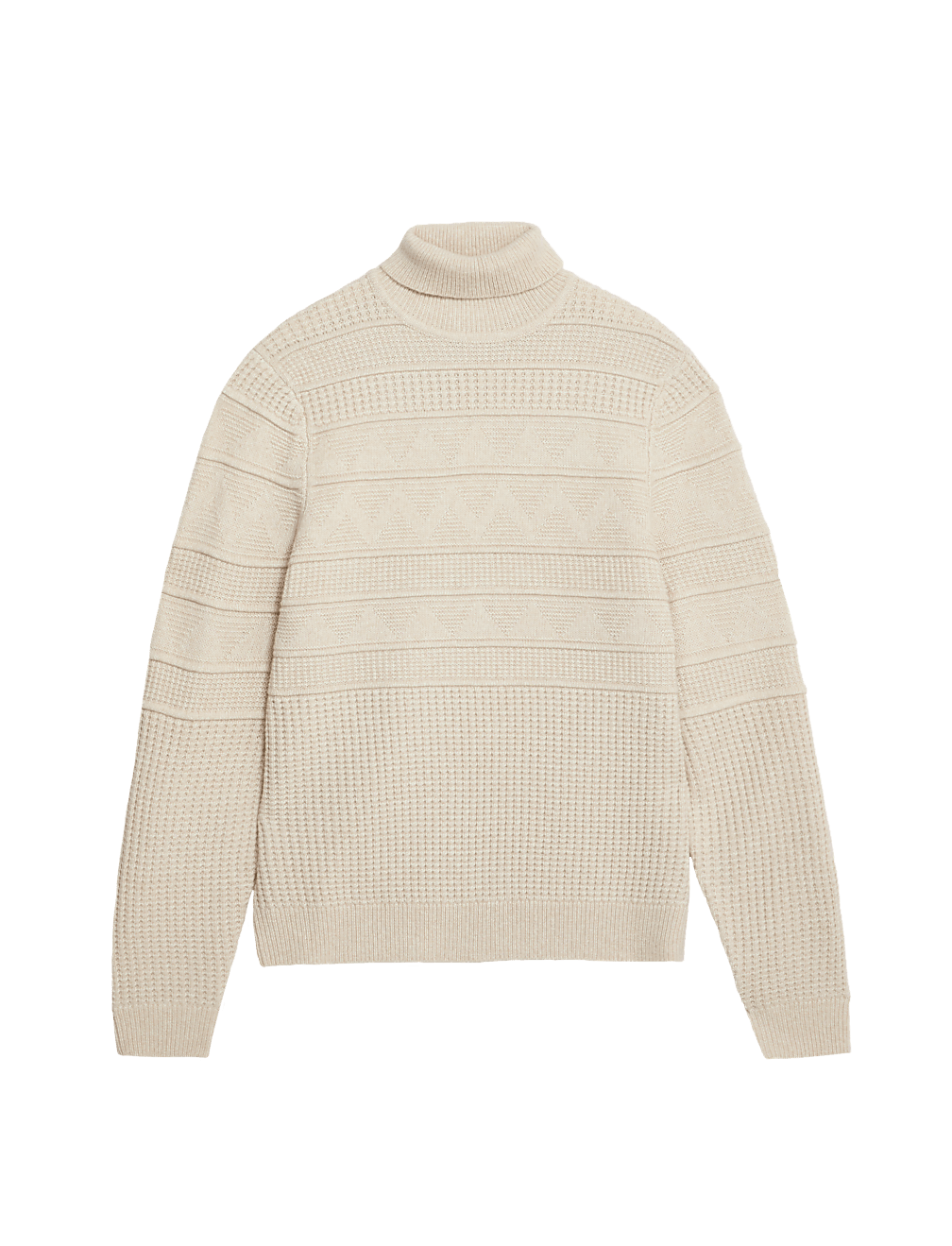 Textured Roll Neck Jumper with Wool