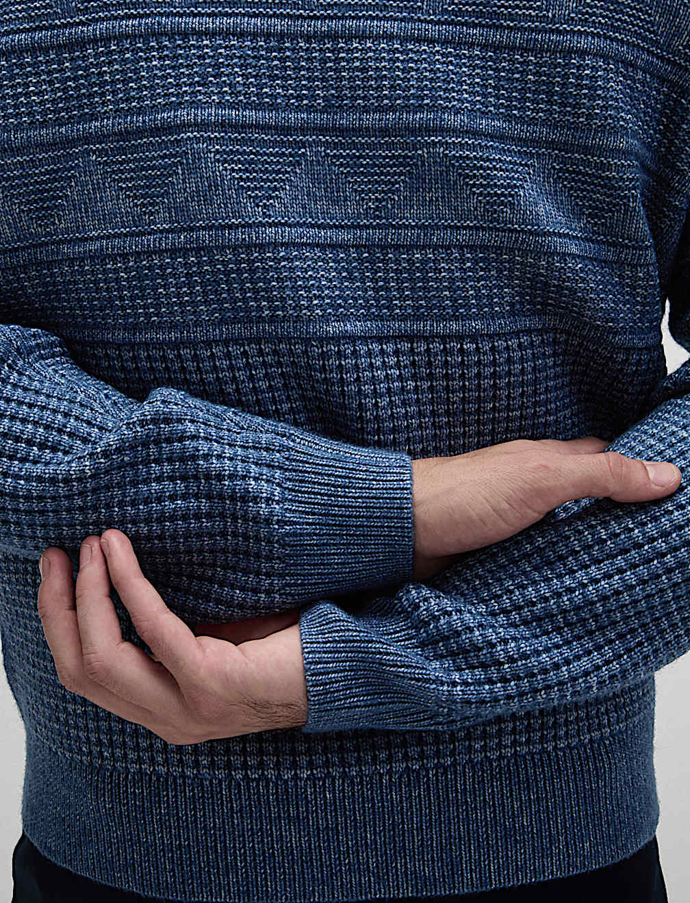 Textured Half Zip Jumper with Wool