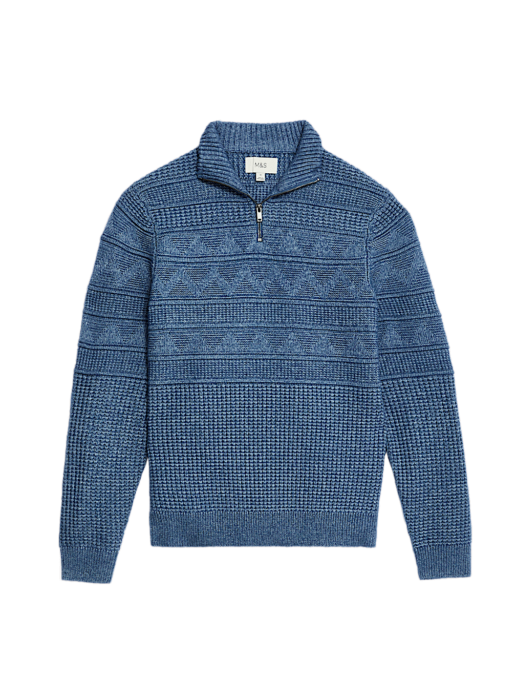 Textured Half Zip Jumper with Wool