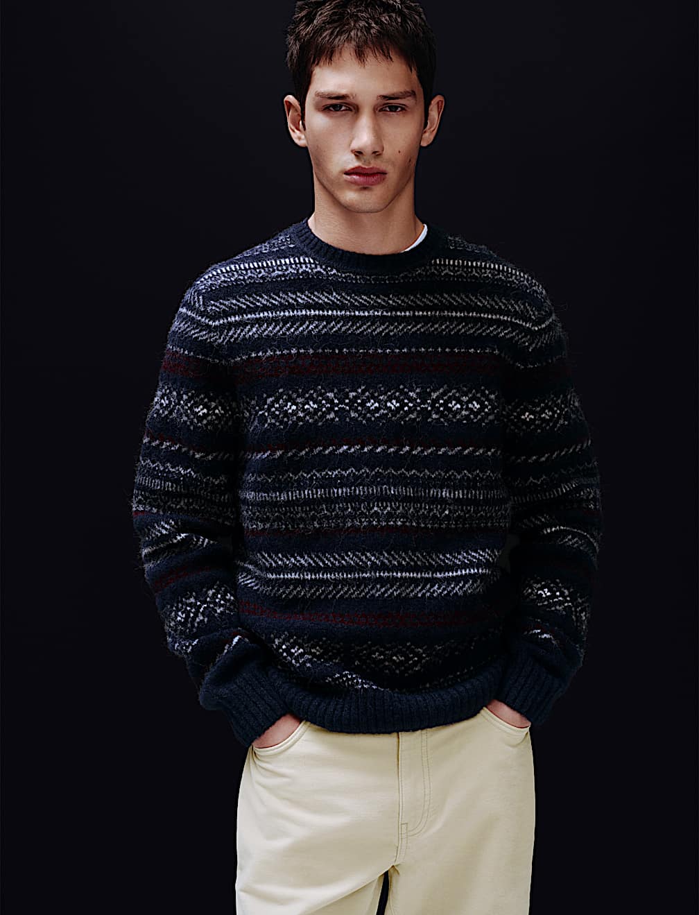 Fair Isle Crew Neck Jumper with Wool