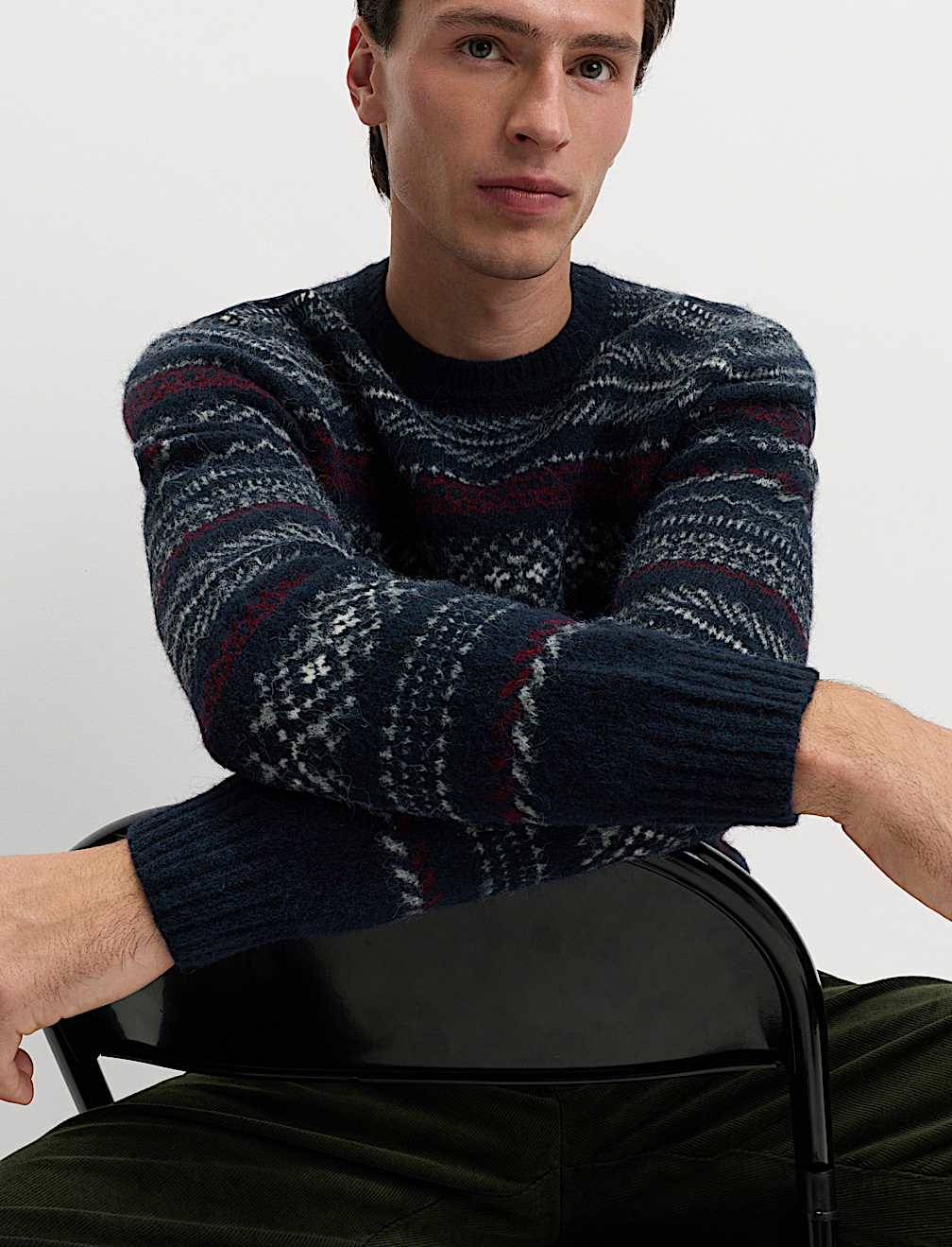 Fair Isle Crew Neck Jumper with Wool