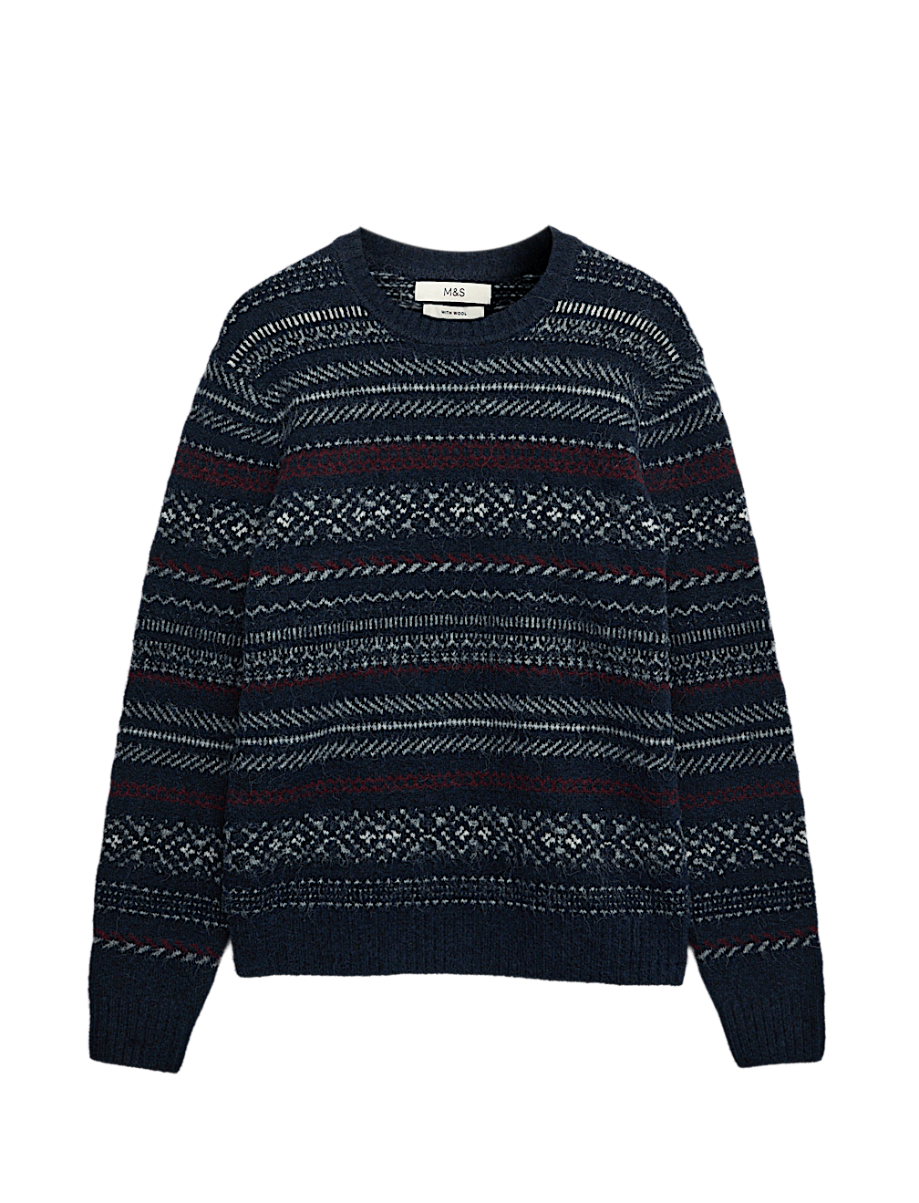 Fair Isle Crew Neck Jumper with Wool