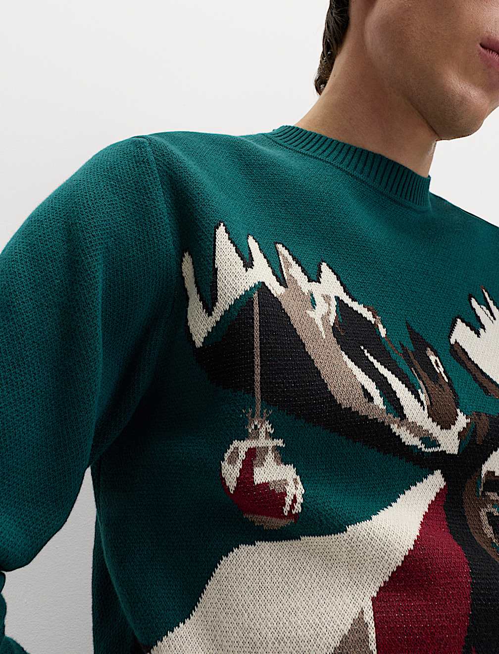 Pure Cotton Crew Neck Merry Moose Jumper