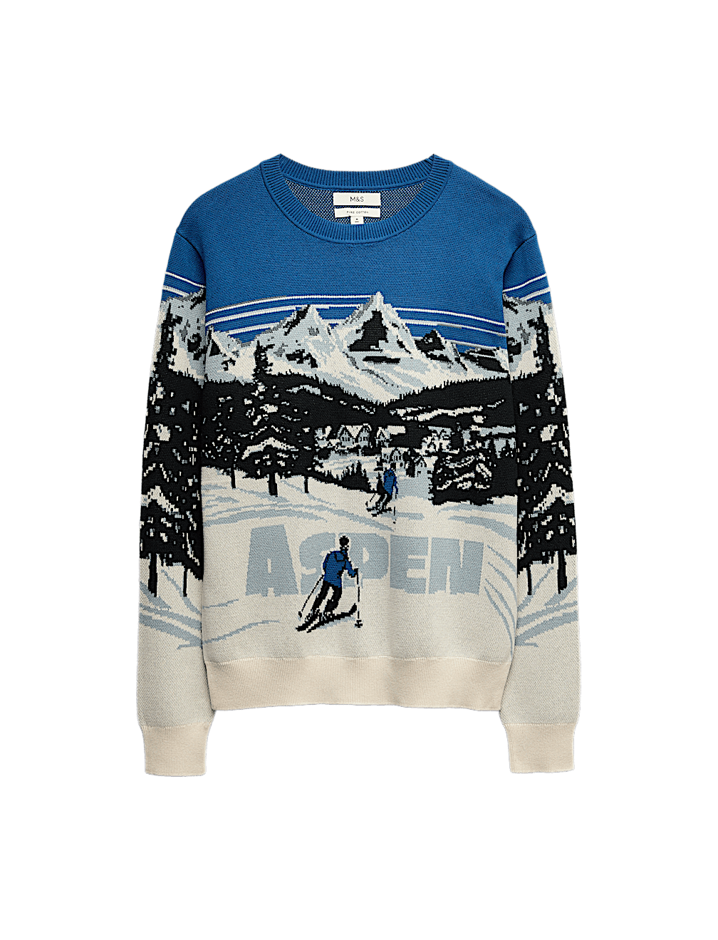 Pure Cotton Crew Neck Aspen Slogan Jumper