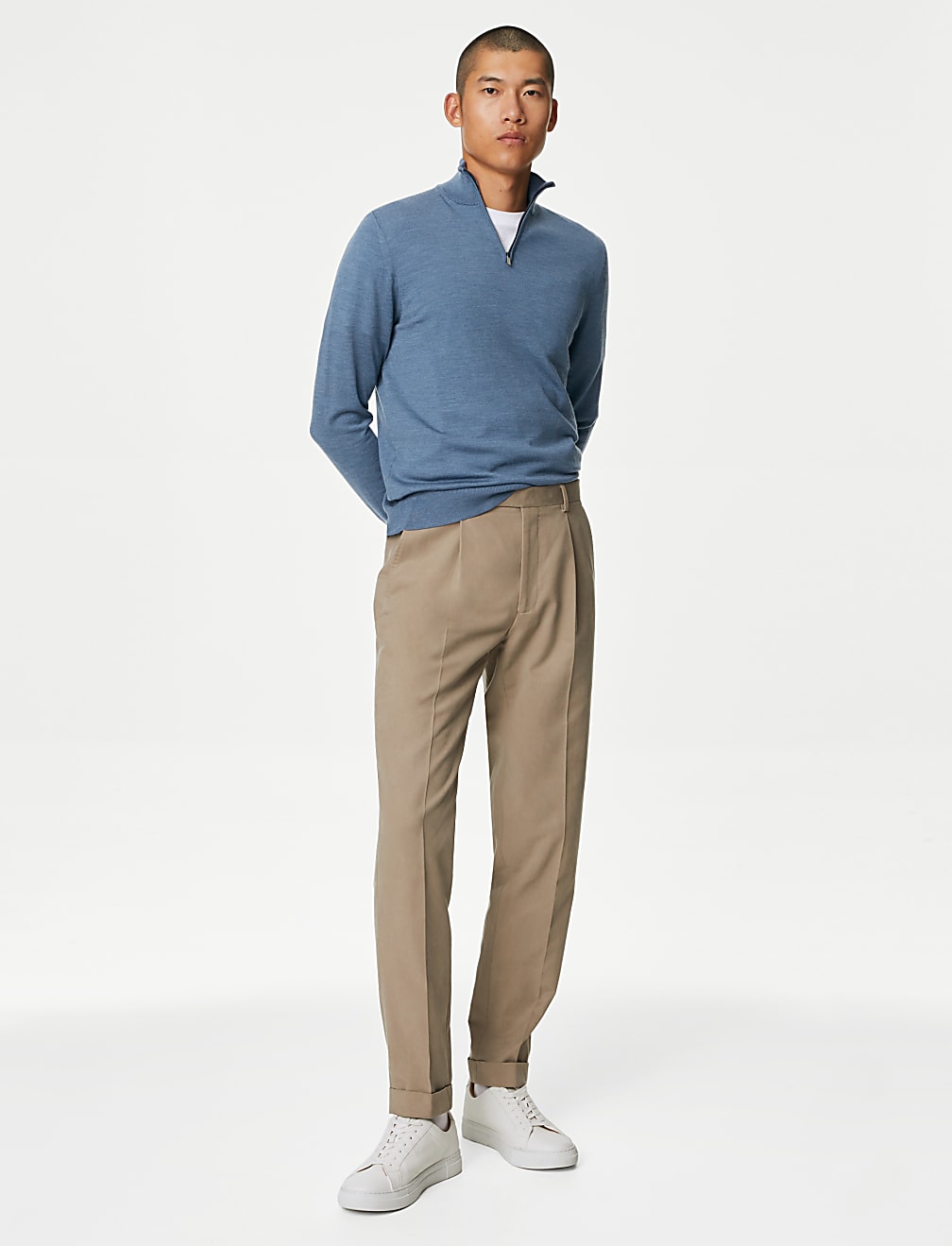 Pure Extra Fine Merino Wool Half Zip Jumper