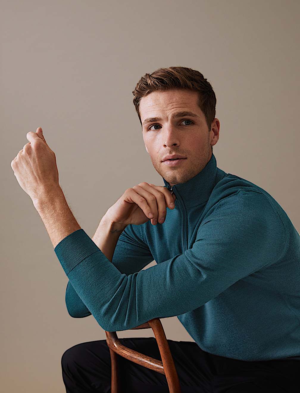 Pure Extra Fine Merino Wool Half Zip Jumper