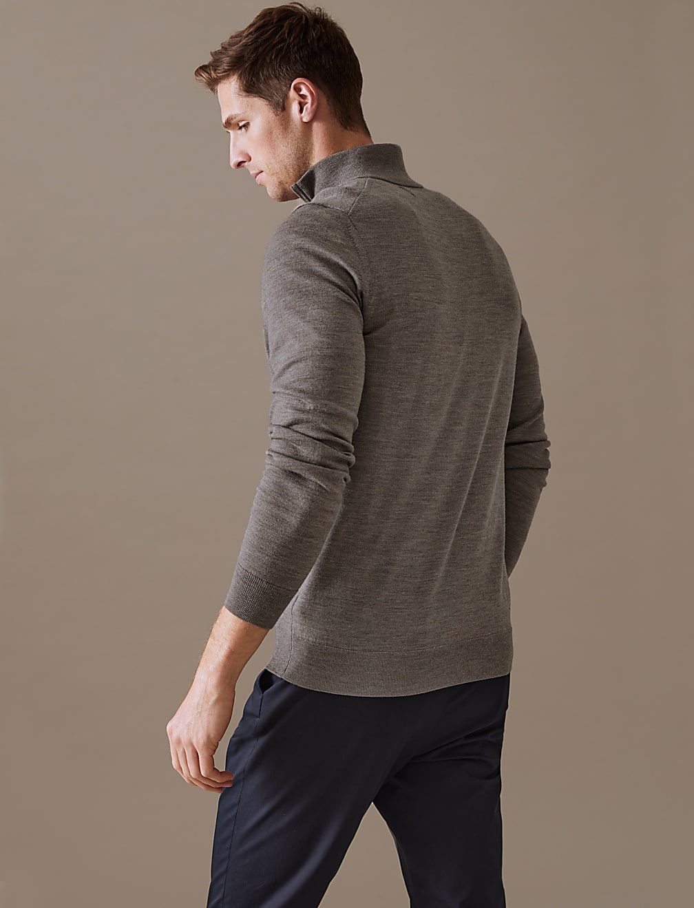 Pure Extra Fine Merino Wool Half Zip Jumper