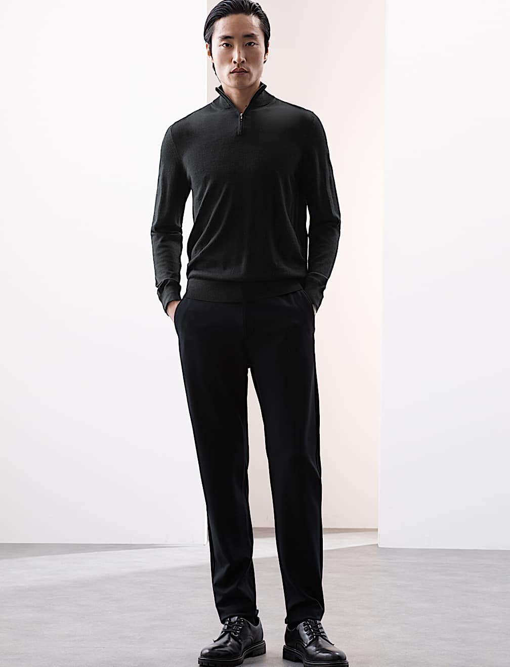 Pure Extra Fine Merino Wool Half Zip Jumper