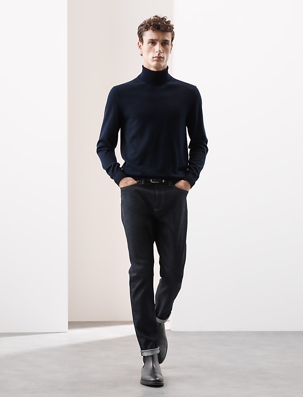 Pure Extra Fine Merino Wool Roll Neck Jumper