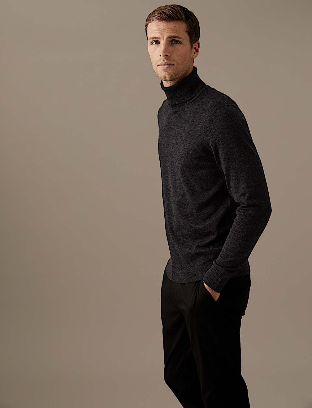 Pure Extra Fine Merino Wool Roll Neck Jumper