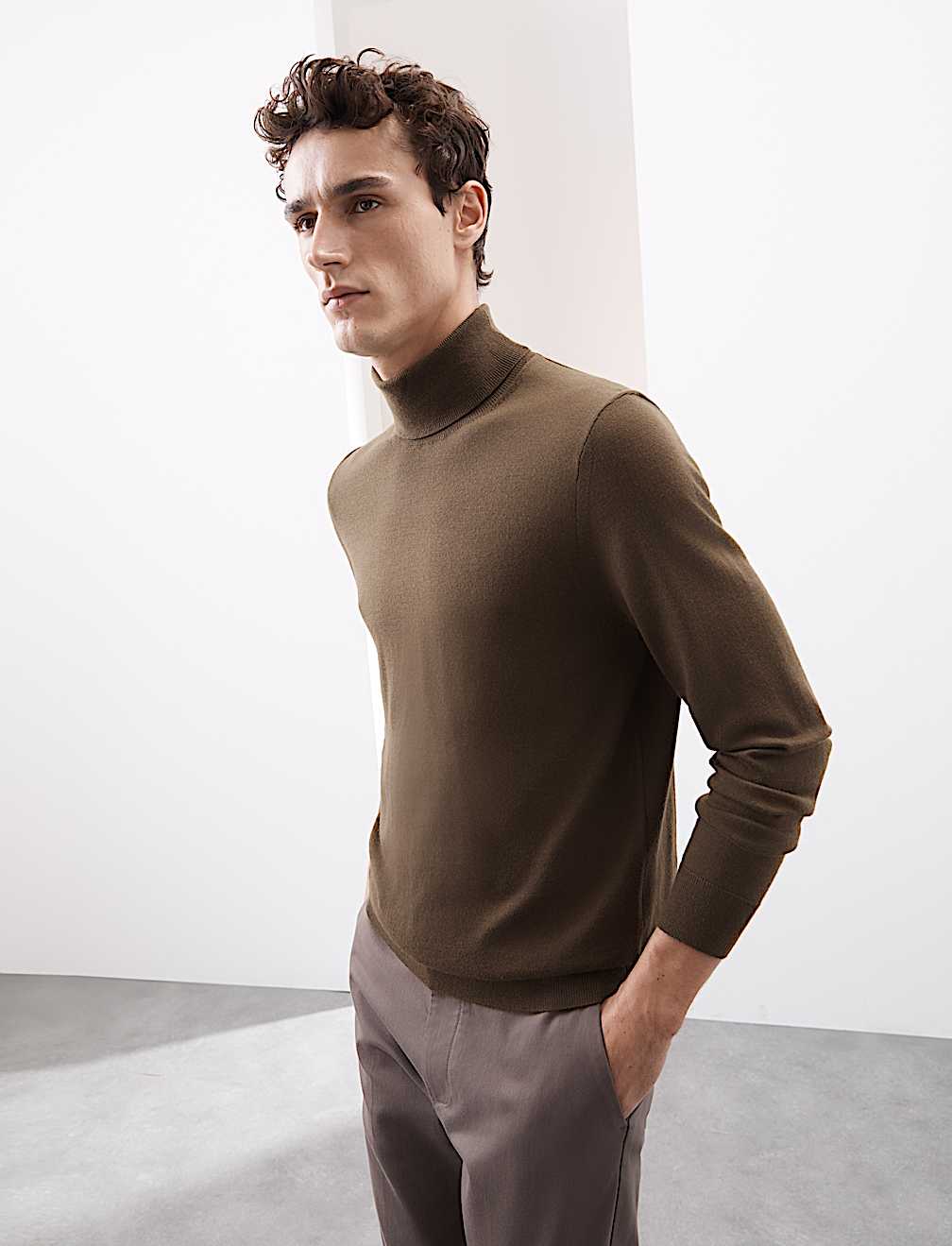 Pure Extra Fine Merino Wool Roll Neck Jumper