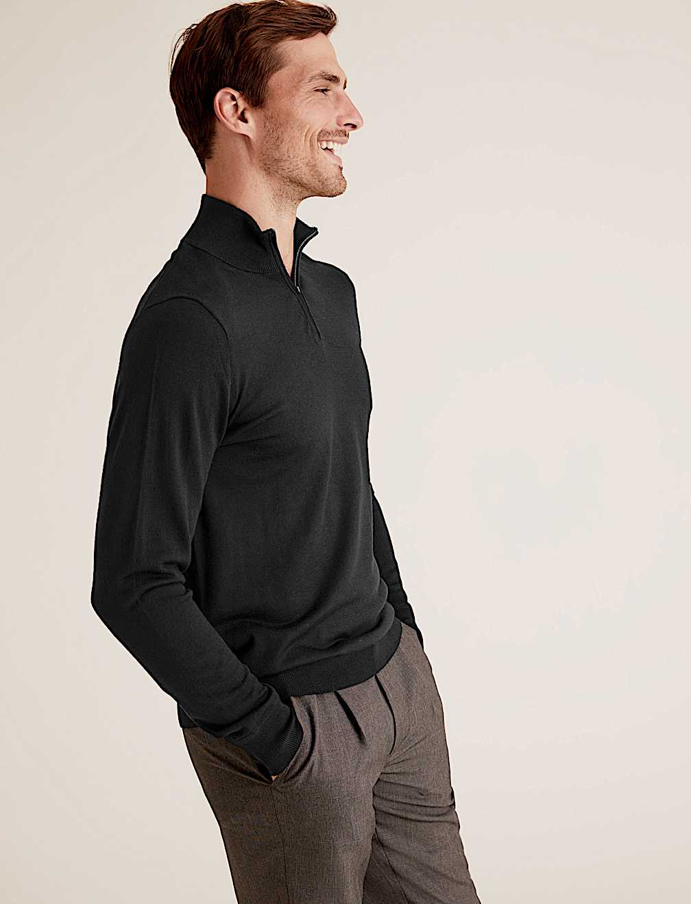Pure Extra Fine Merino Half Zip Jumper
