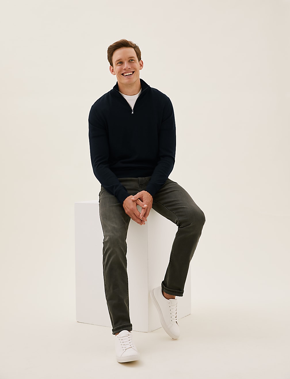 Pure Extra Fine Merino Half Zip Jumper