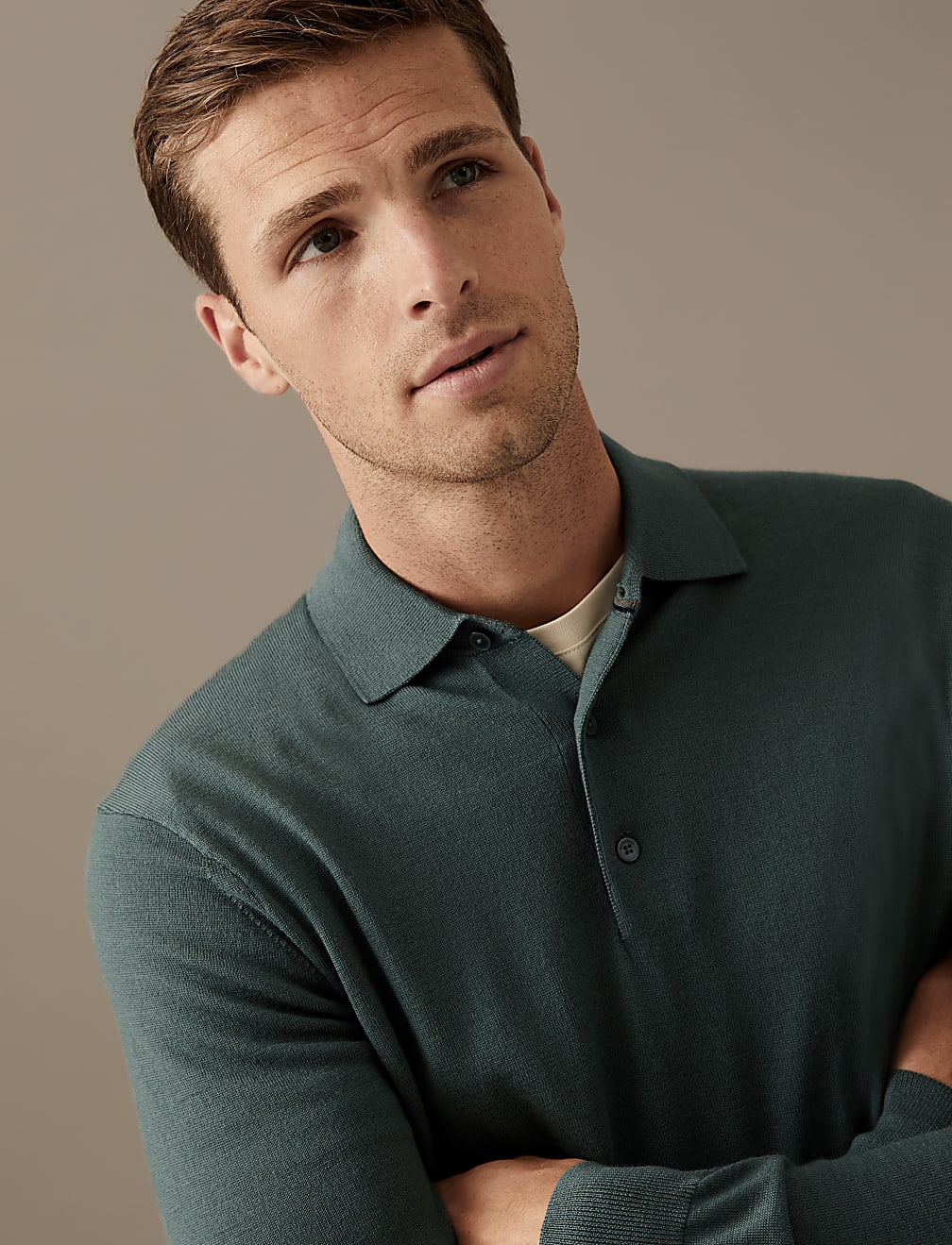 Pure Extra Fine Merino Wool Knitted Polo Shirt