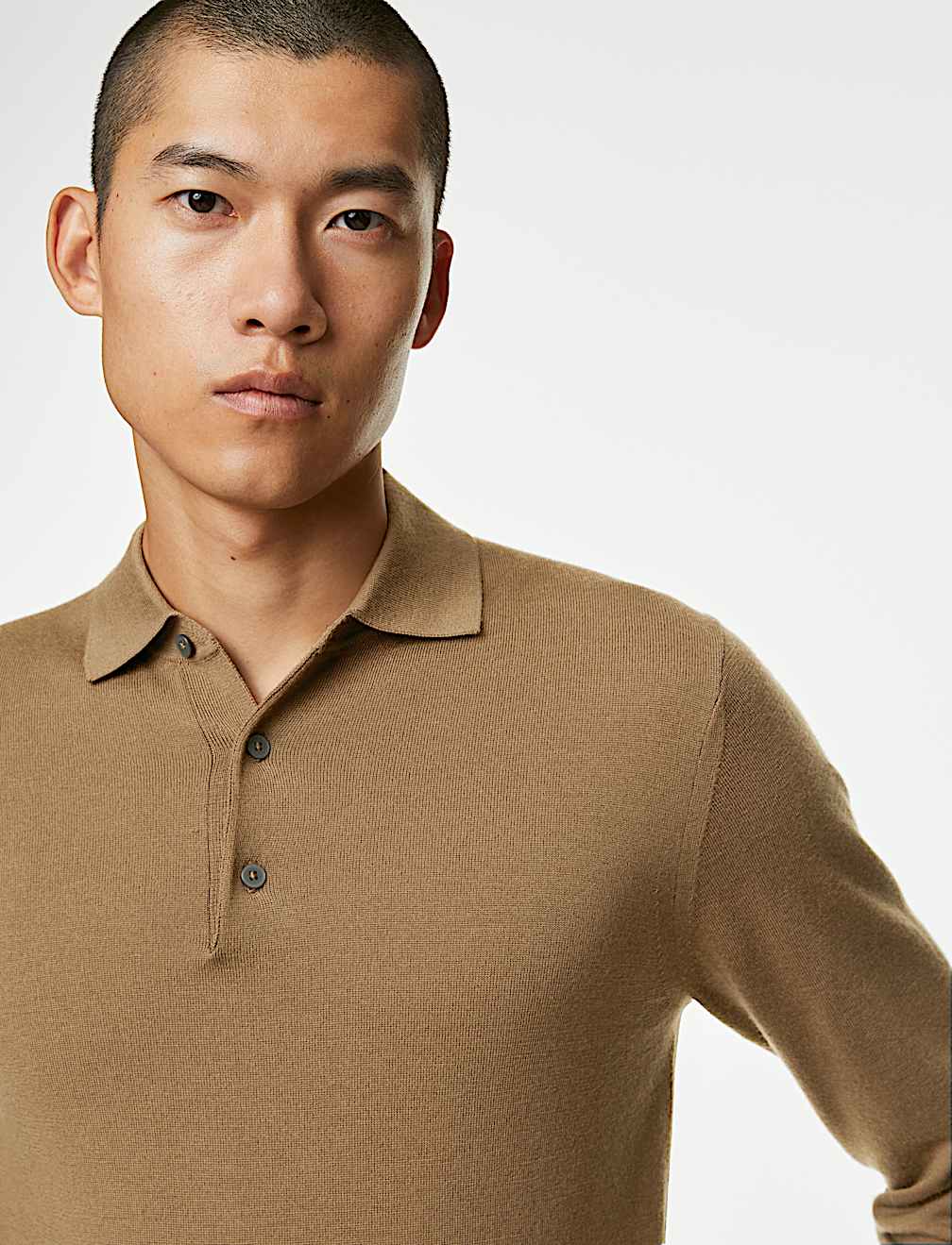 Pure Extra Fine Merino Wool Knitted Polo Shirt