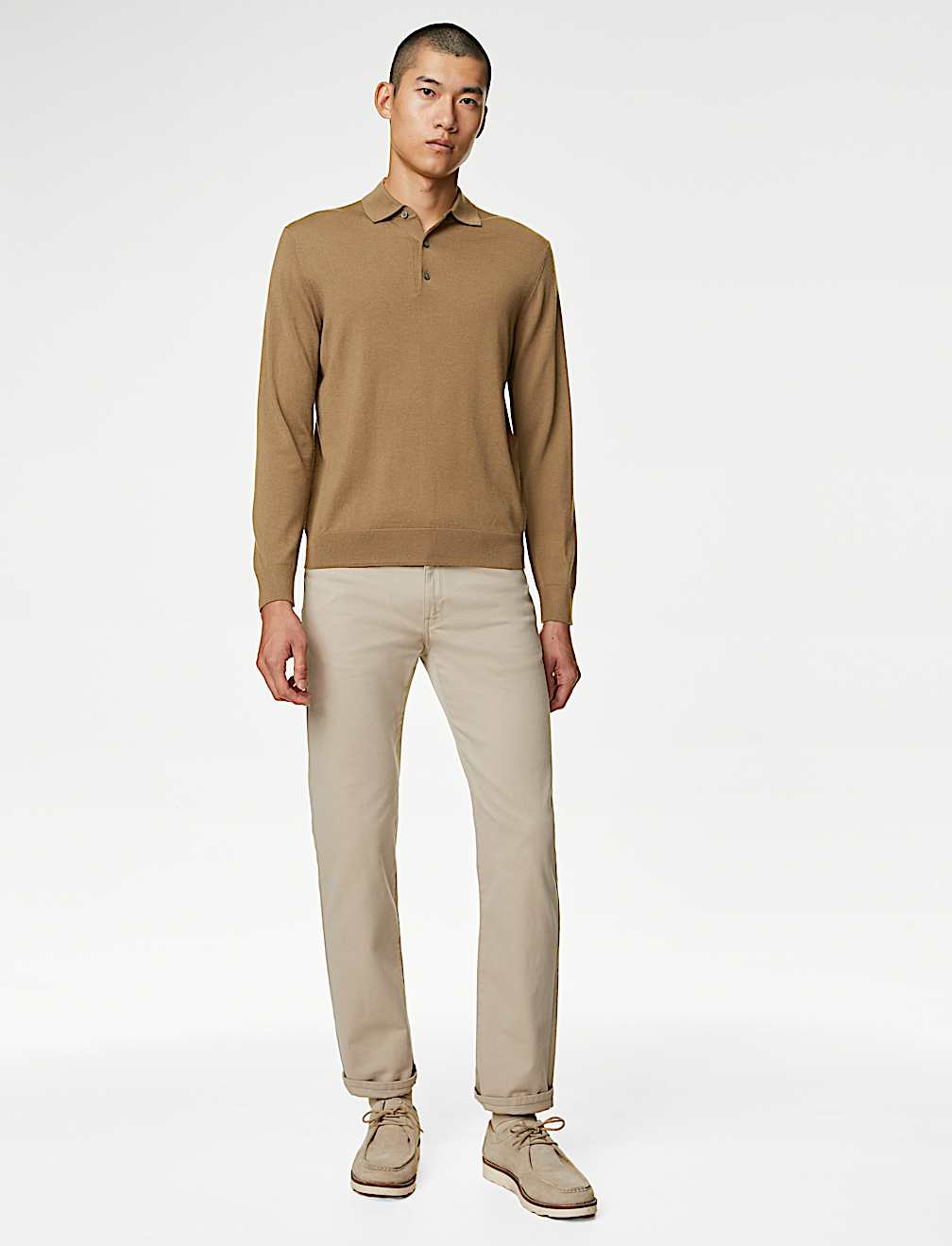 Pure Extra Fine Merino Wool Knitted Polo Shirt